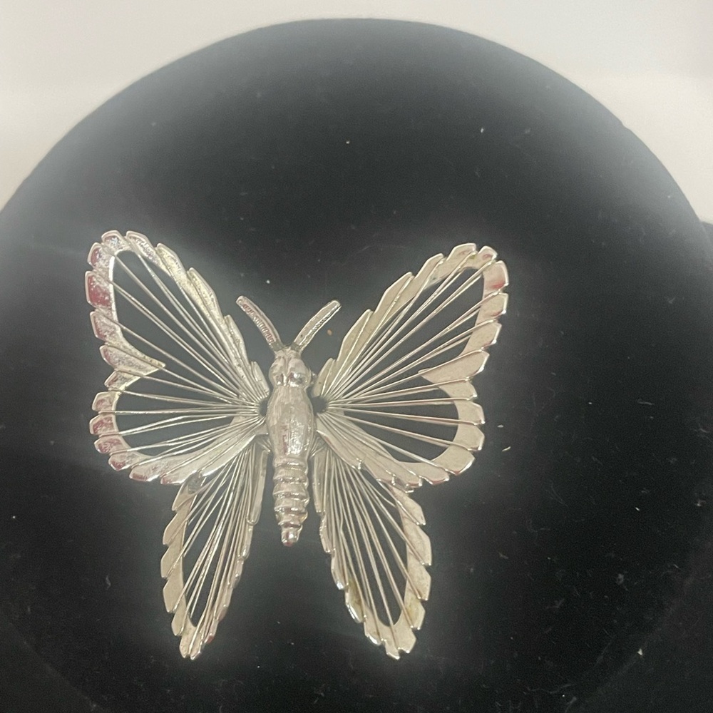 Vintage Silver Tone Butterfly Brooch